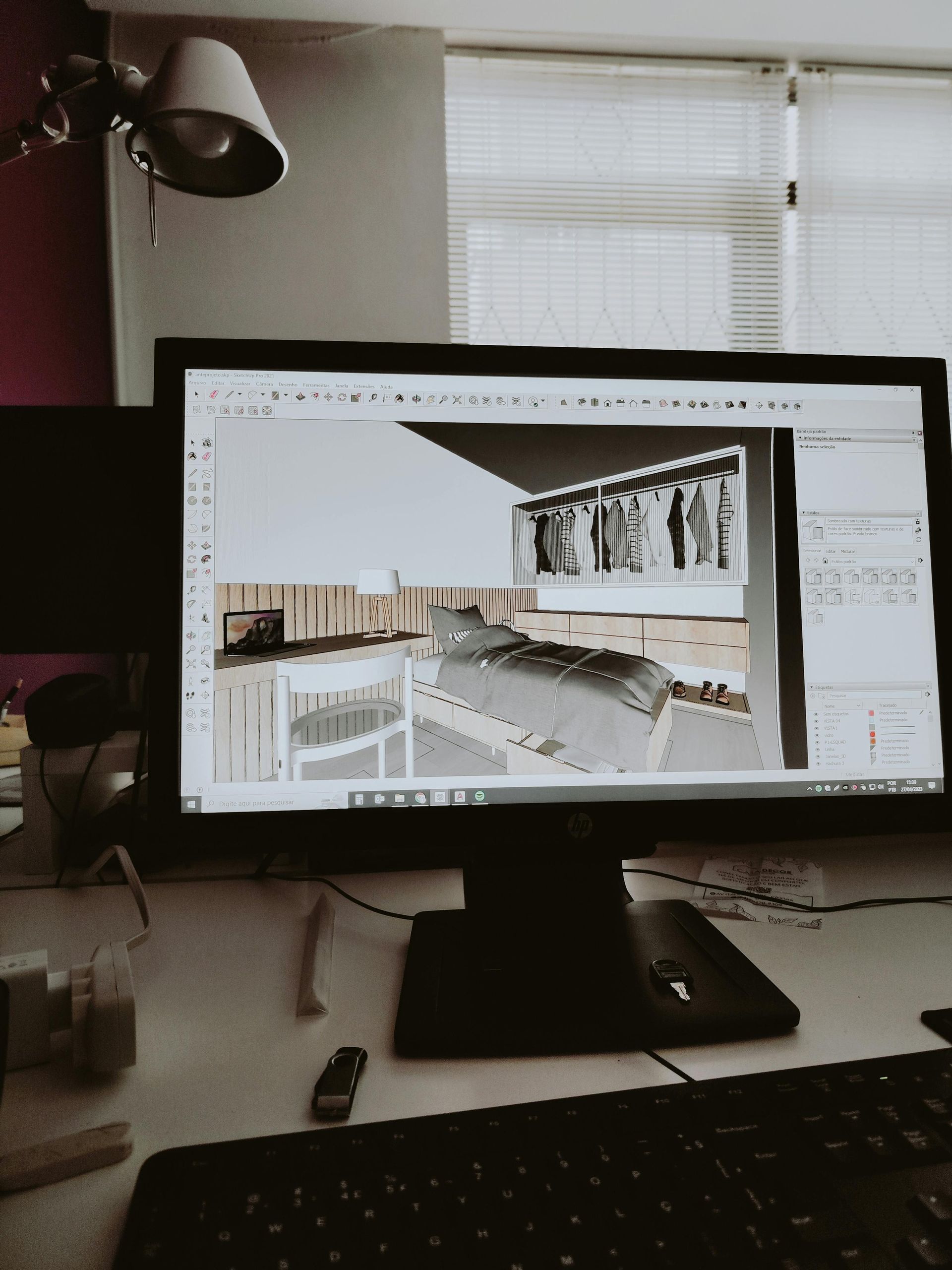 A computer monitor with a picture of a room on it