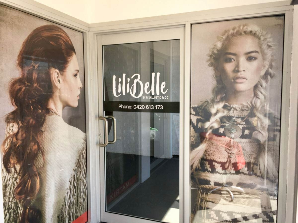 Exterior of Lili Belle Salon with Door and Window Displays — Signvision In Dubbo, NSW