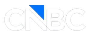 CNBC logo in white with a blue triangular accent above the N