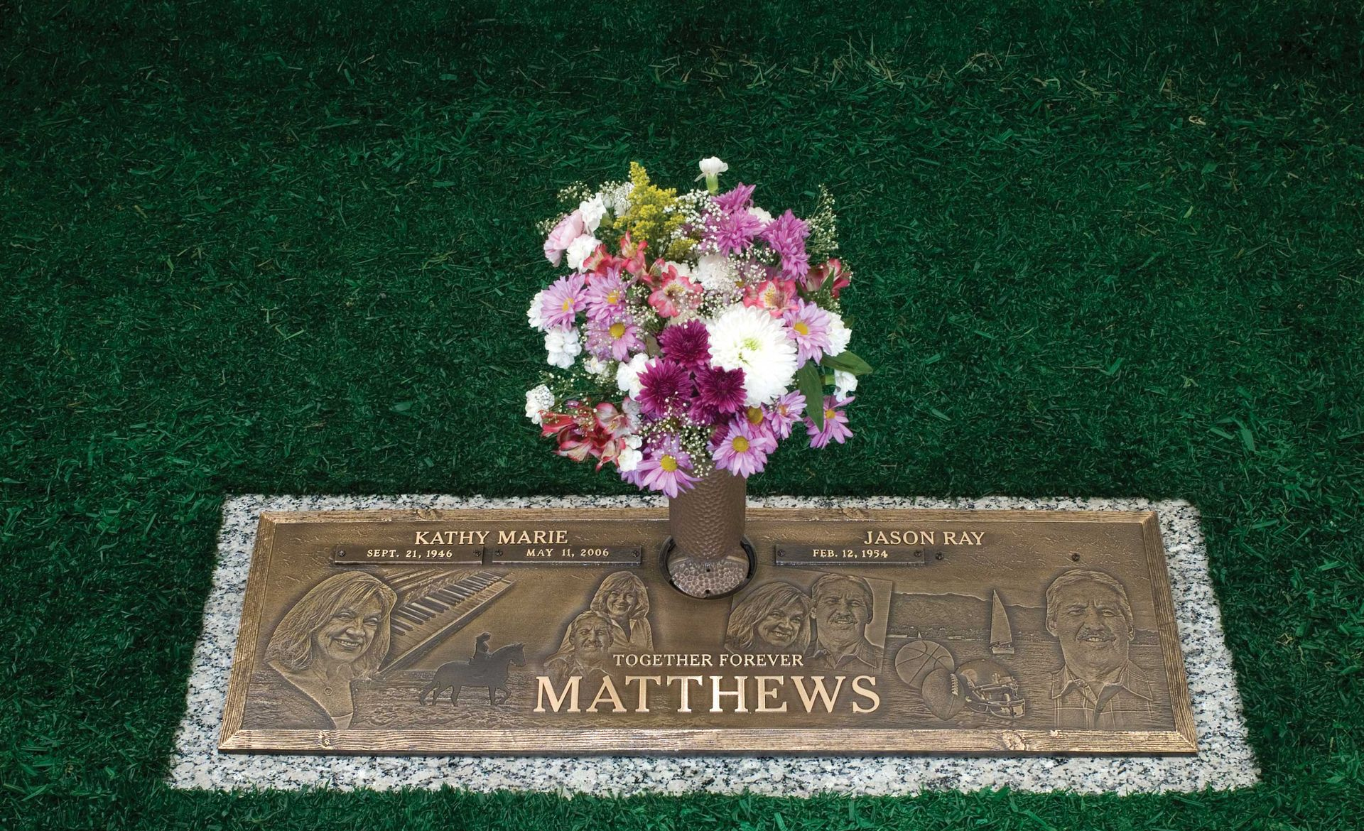 Flat beveled copper grave marker Hiwassee Memorial Gardens in TN