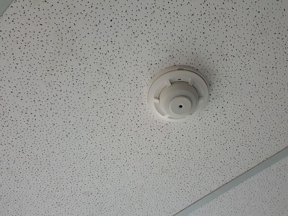 Ceiling With a White Smoke Detector