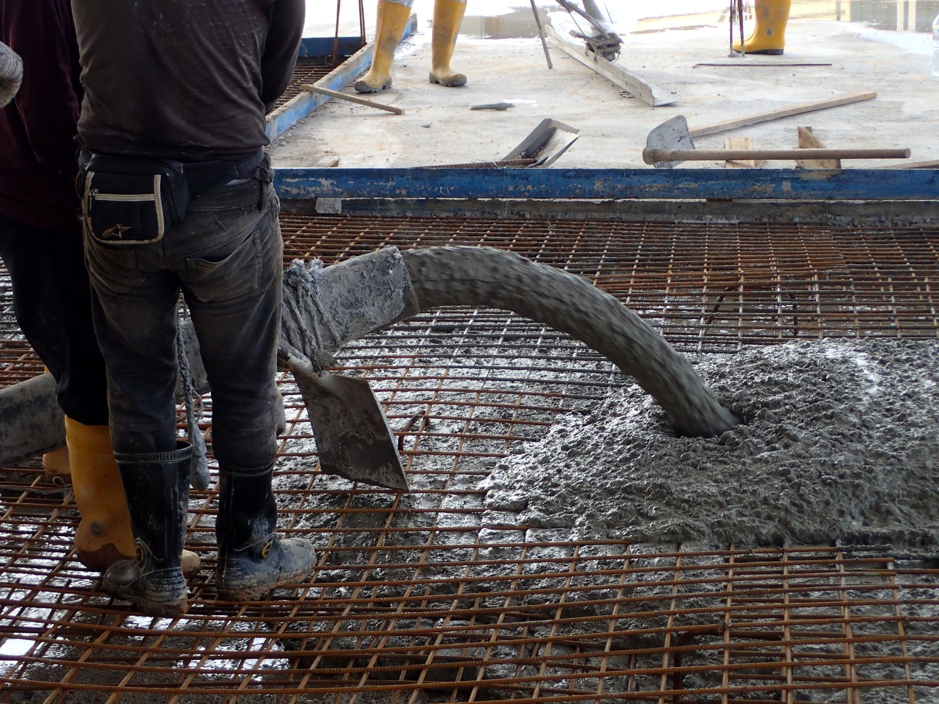 pouring concrete