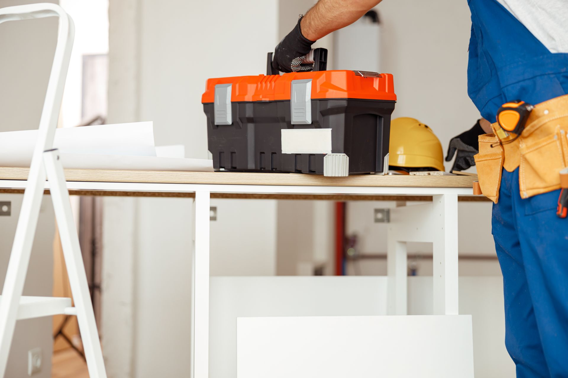 workers tools on a desk