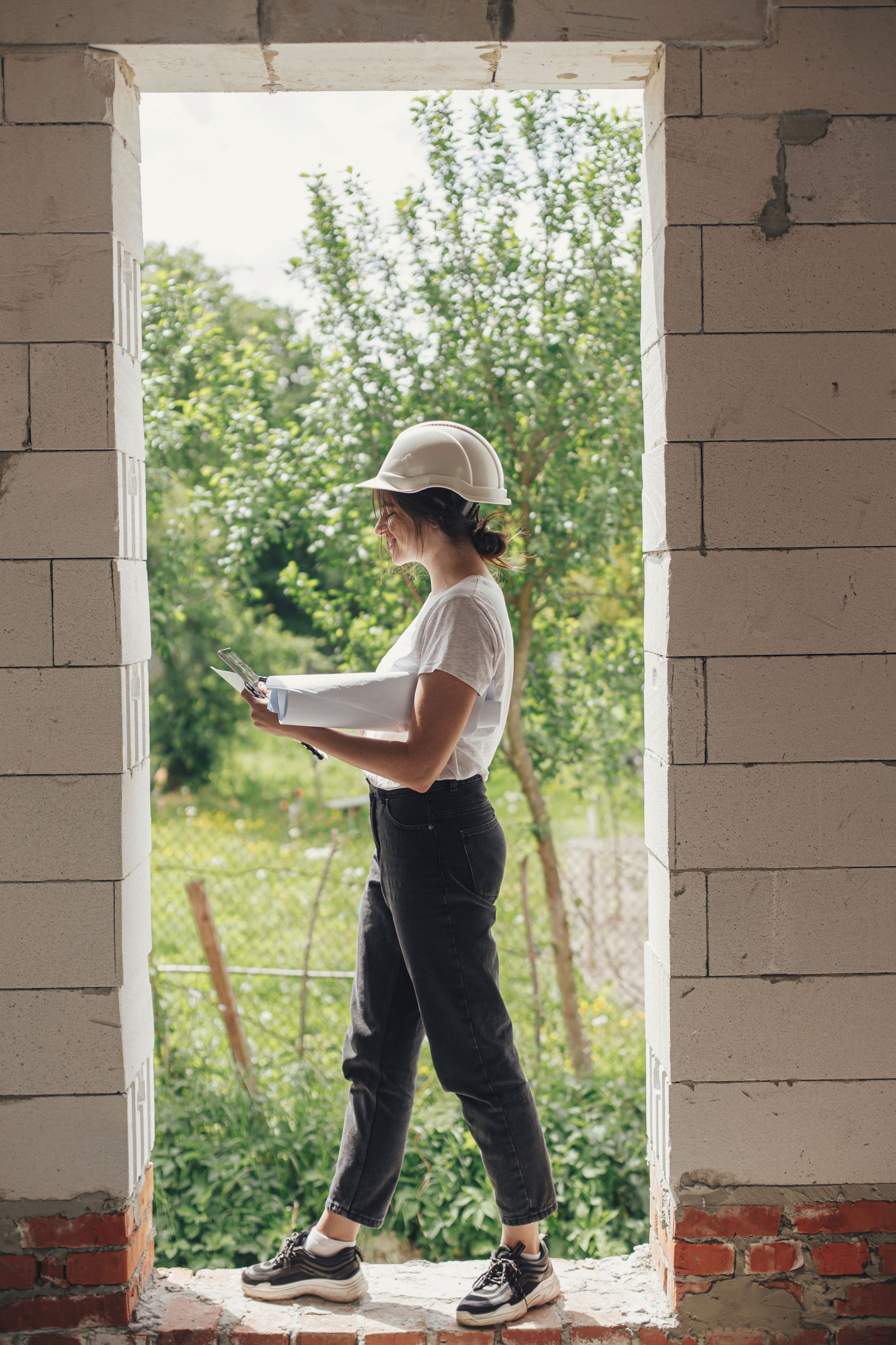 young female architect with tablet