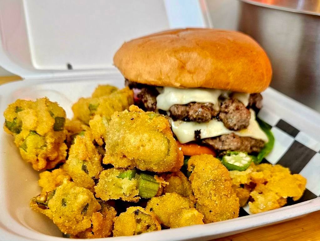 smashburger and okra from out food truck