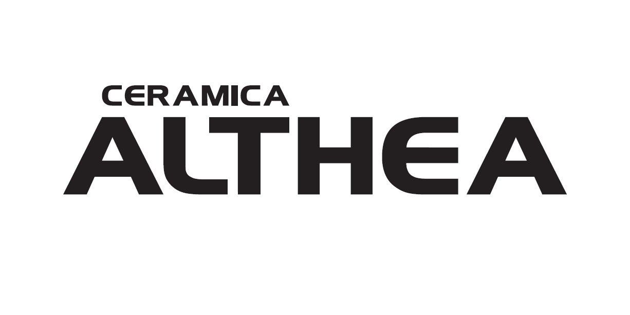 Un logo in bianco e nero per ceramica althea su sfondo bianco.