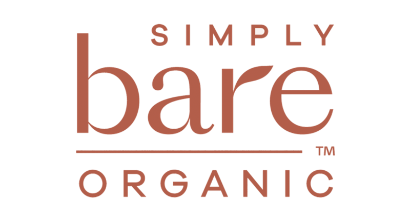Simply Bare Organic logo in brown and white with minimalist typography