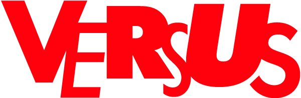 Red stylized text reading “VERSUS” on a white background
