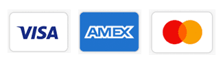 Visa, Amex, and Mastercard payment logos on white background