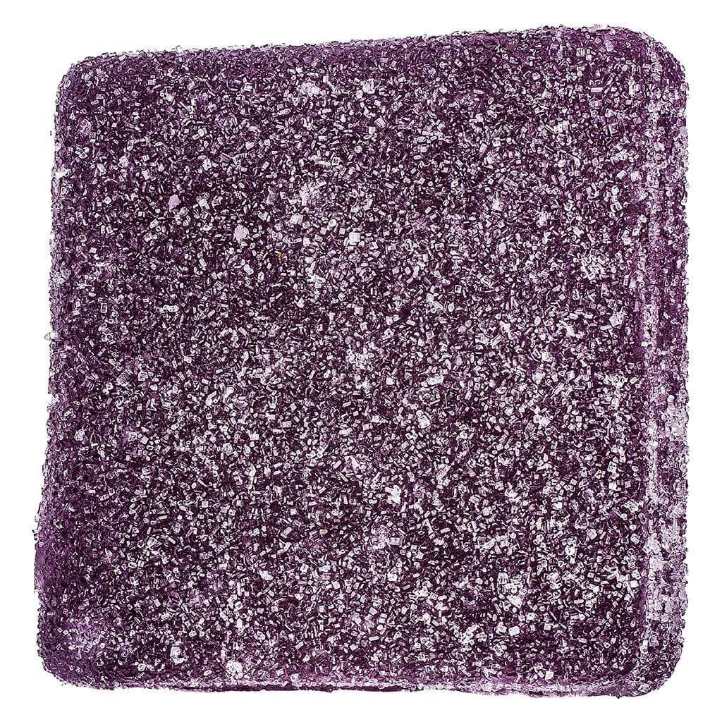 Purple glittery square with rounded corners on a light background