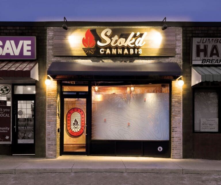 Storefront with illuminated 