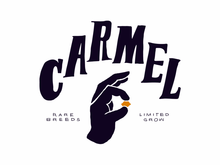 Camel logo with black hand silhouette and small orange accent, “Name Breeds” and “Limited Grow” text