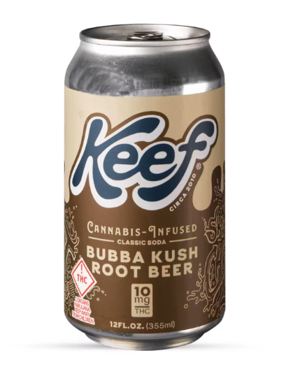Kief cannabis-infused Bubba Kush root beer can, brown and silver label, 10 mg THC