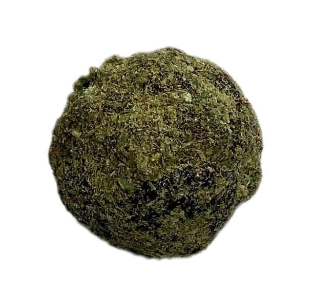 Round green-brown mossy ball on a white background