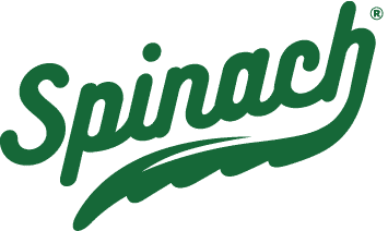 Green Spinach logo in cursive with a leaf-like flourish underneath