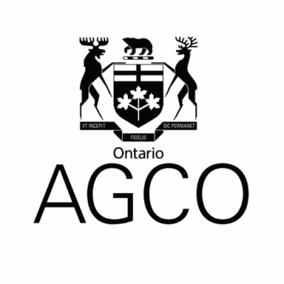 Ontario AGCO logo with provincial crest in black and white