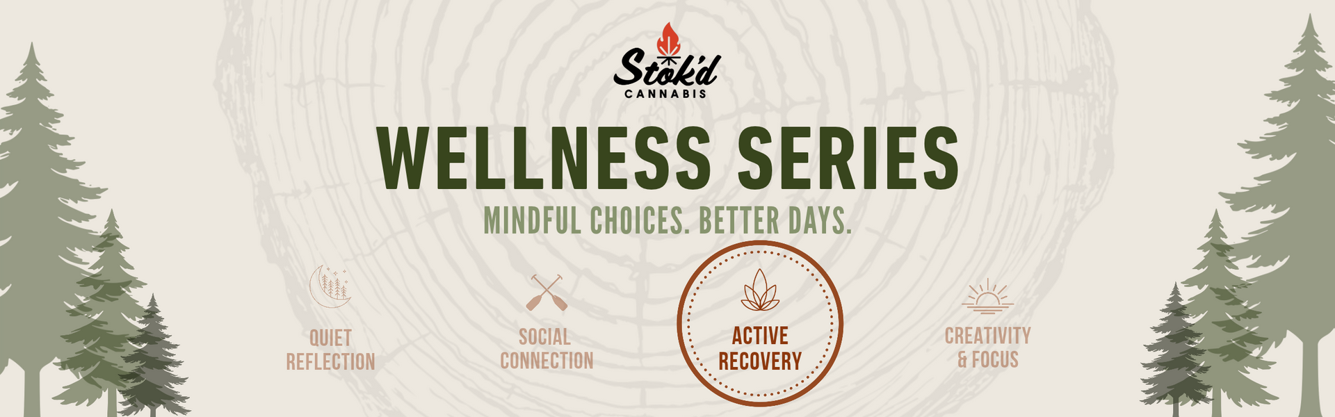Stok'd Wellness Series banner with Active Recovery highlighted among its four pillar icons