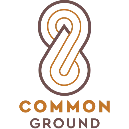 Common Ground logo with interlocking brown and gold loops above the words “COMMON GROUND”