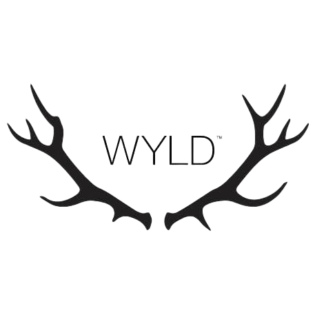 WYLD logo with black antlers framing the wordmark on a white background