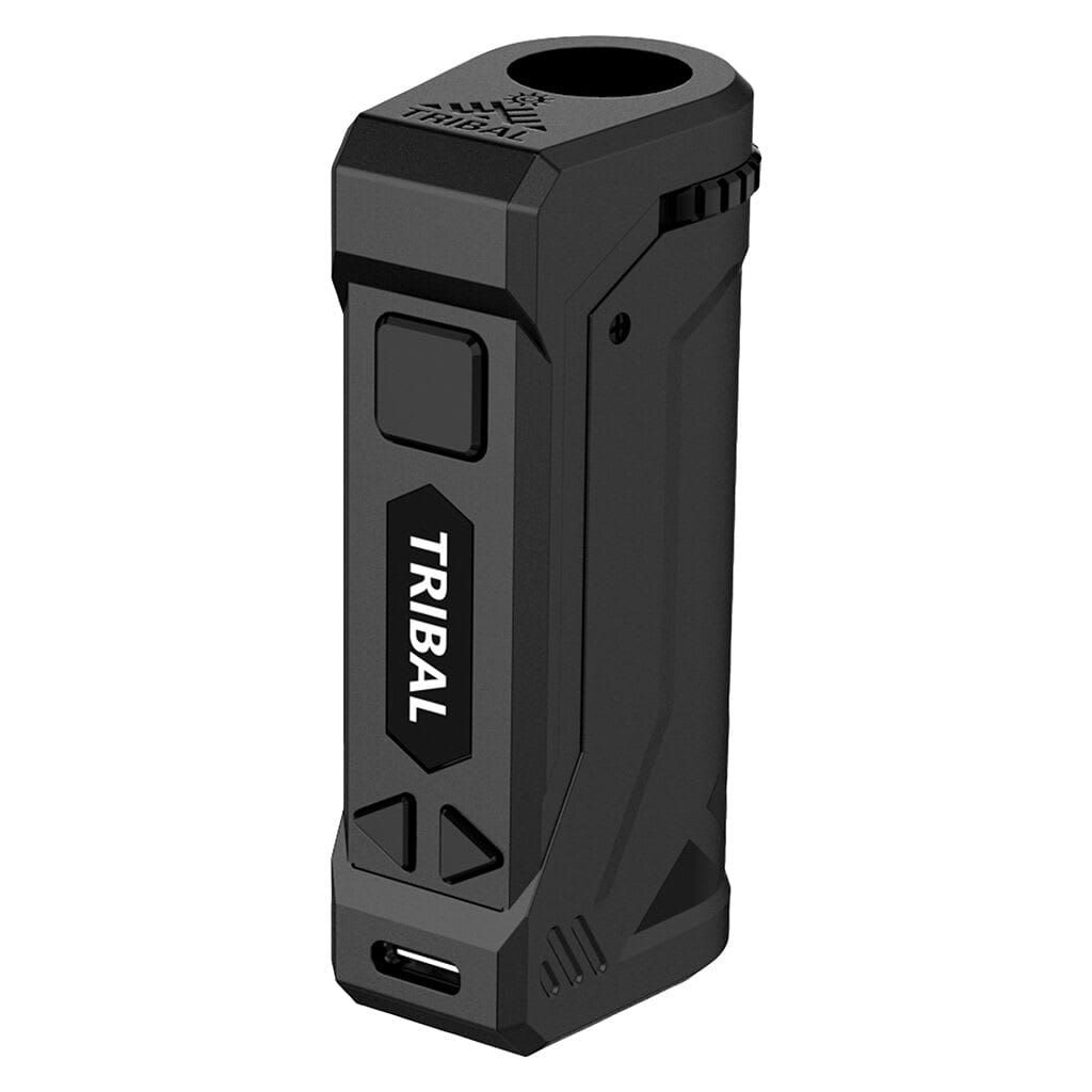 Black TRIBAL cannabis vape device with three black buttons, a small LED screen, and USB-C charging port