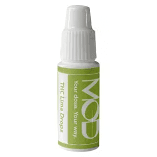 White-capped green dropper bottle labeled “MOD” on a plain white background