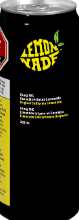 Black Lemon Yade beverage can with yellow logo and text on a black background
