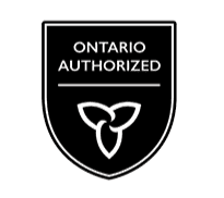 Ontario Authorized black shield logo with white text and three-leaf symbol