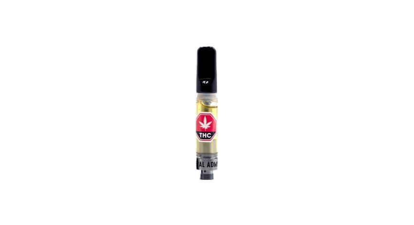 Small black spray bottle with a red and white label on a white background