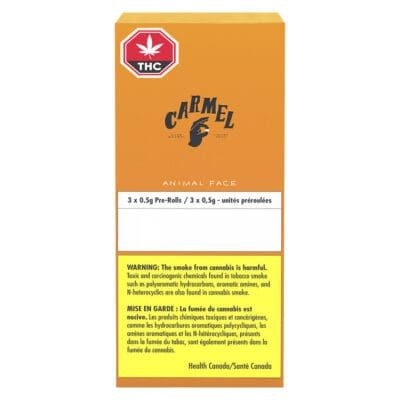 Orange Camel cannabis product package with THC label and warning text
