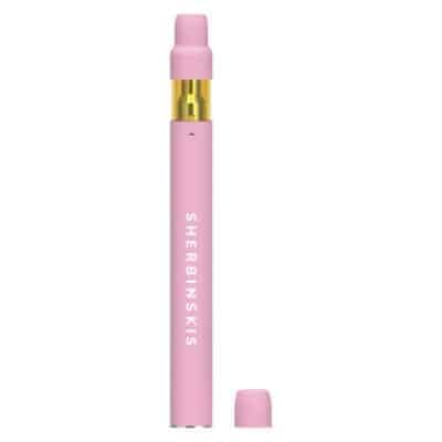 Pink Sheer Skin lip balm tube with gold band and cap removed, showing applicator