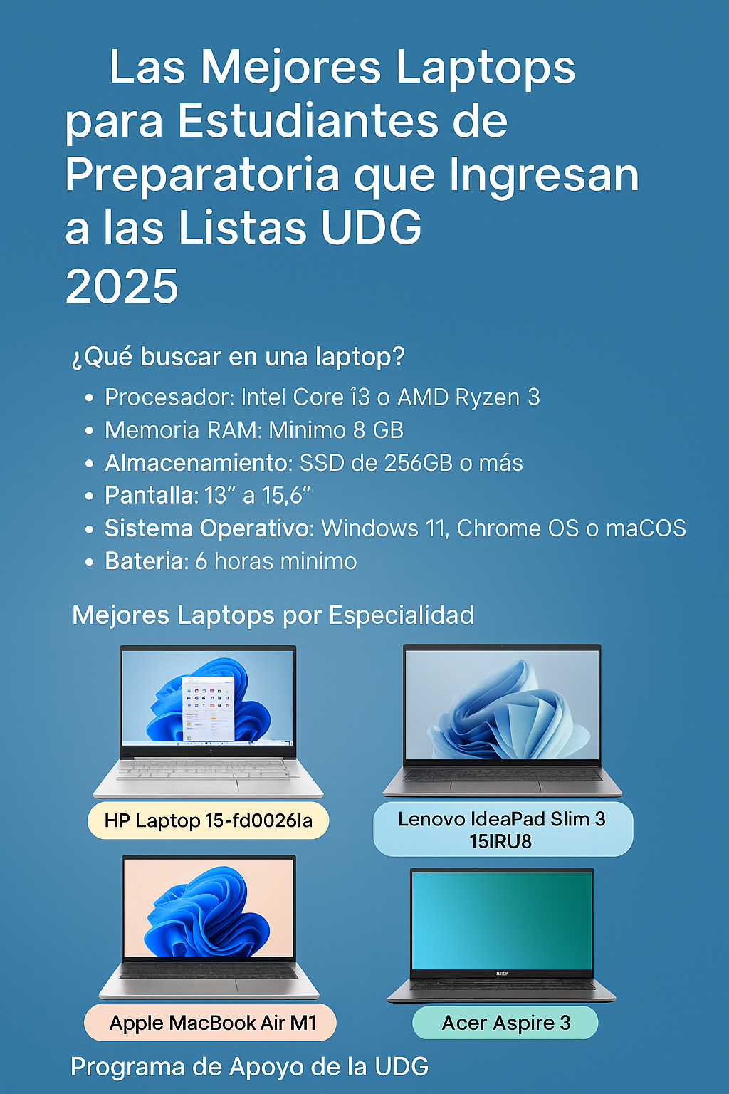 Las mejores laptops listas UDG 2026