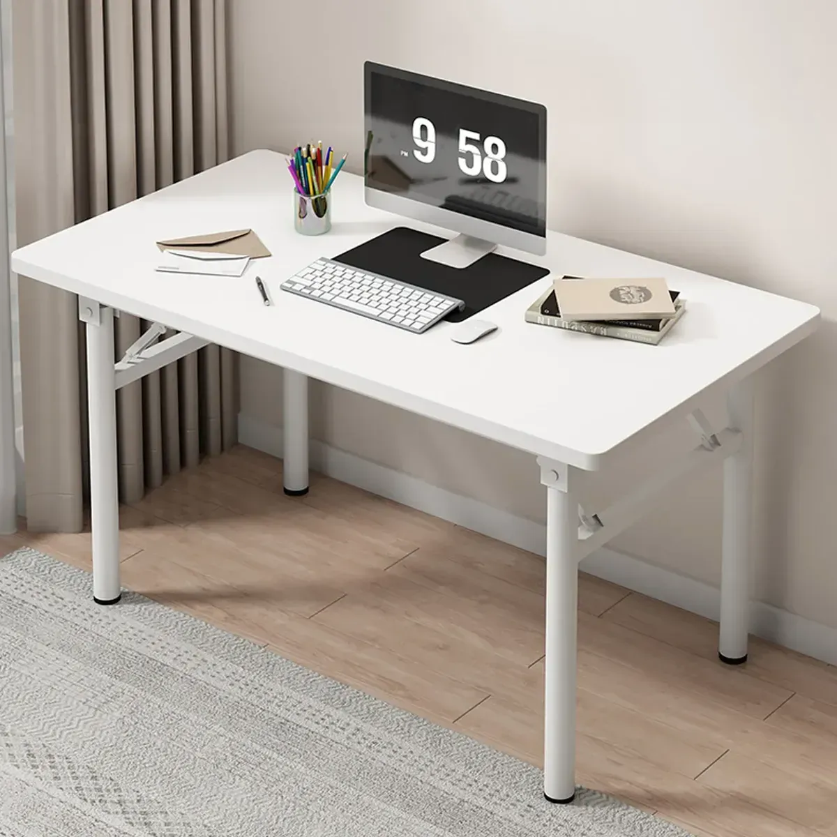 Mesa Plegable Reforzada con Bandeja para Cables