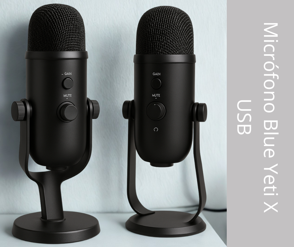 Micrófono Blue Yeti X USB profesional para podcast y juntas de trabajo remoto