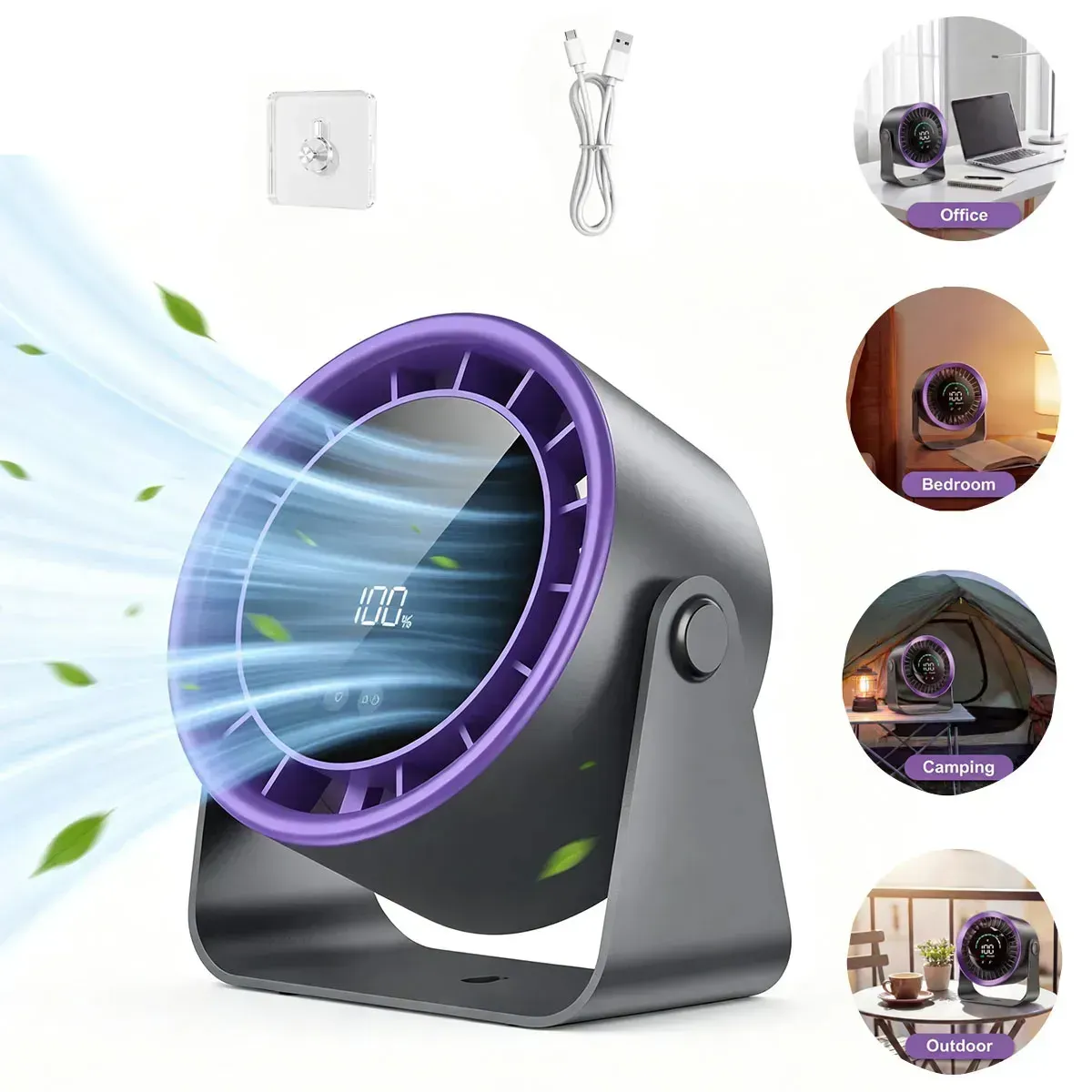 Ventilador de Escritorio con Pantalla LED
