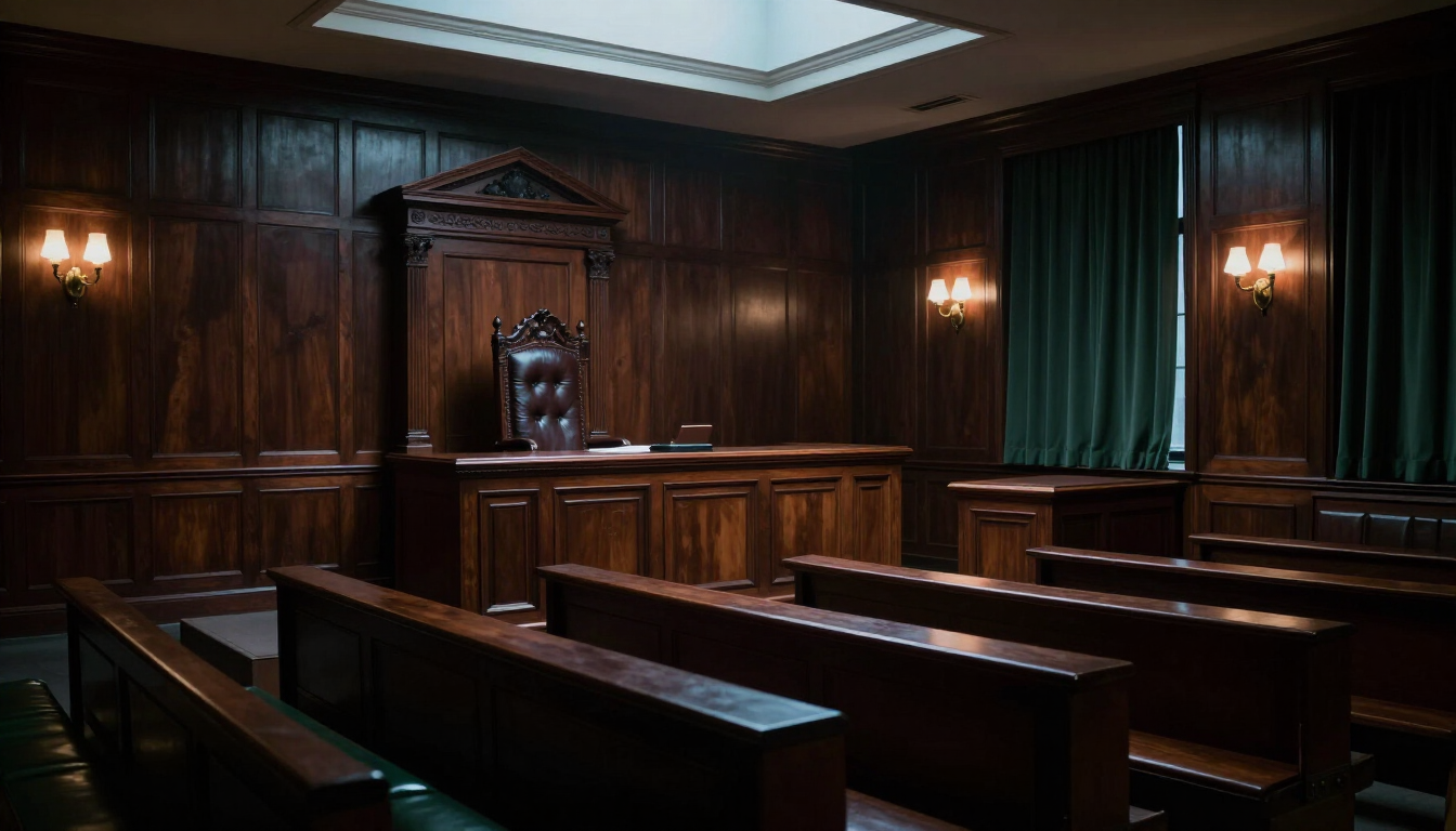 Courtroom drama scene