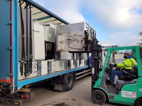 loading recycling items