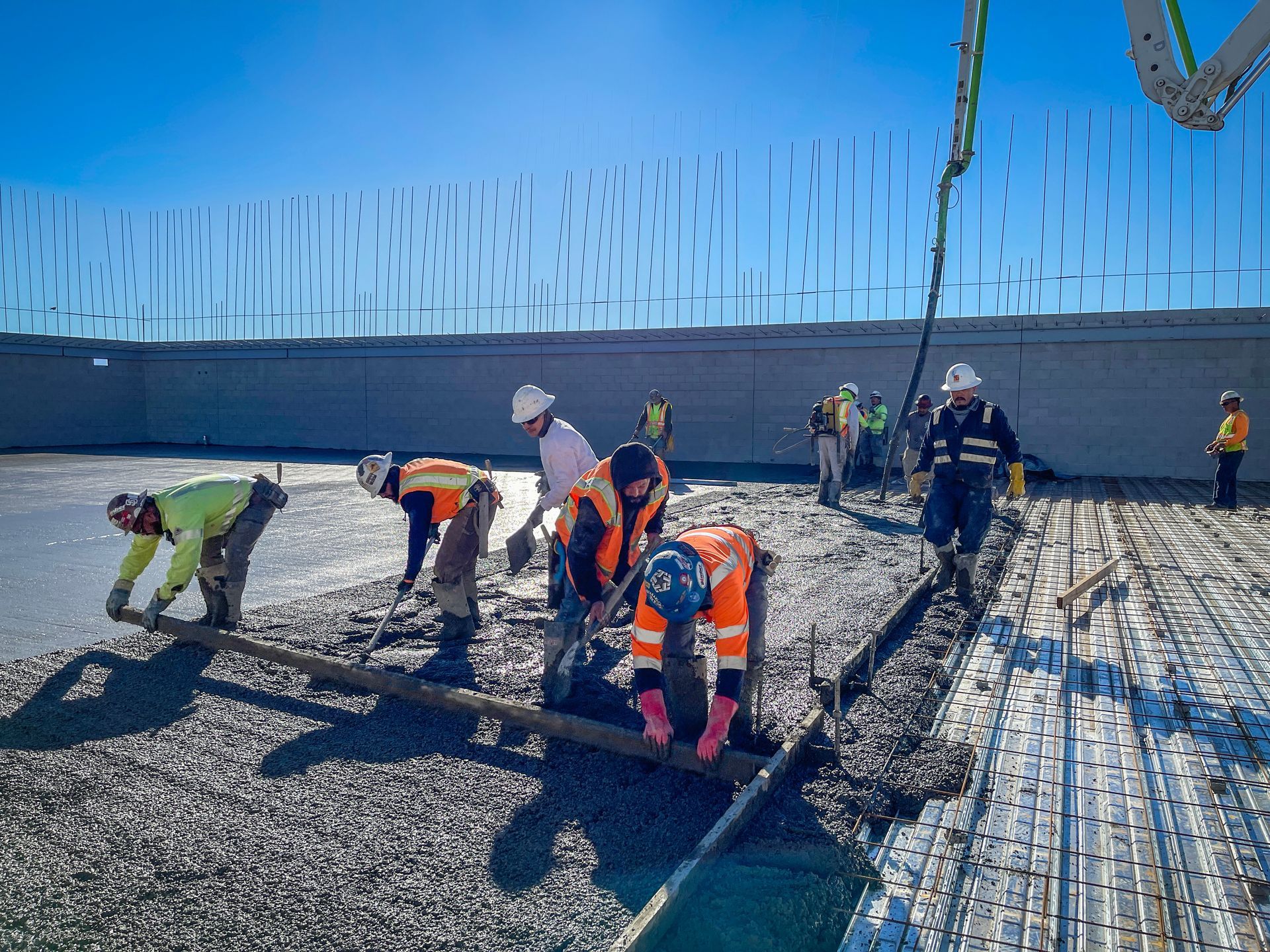 Group of concrete contractors working