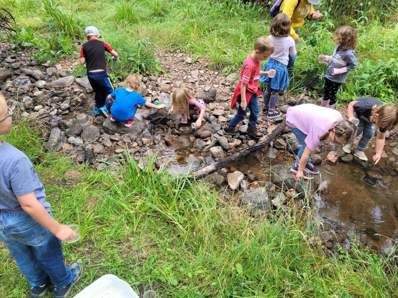Children playing in river