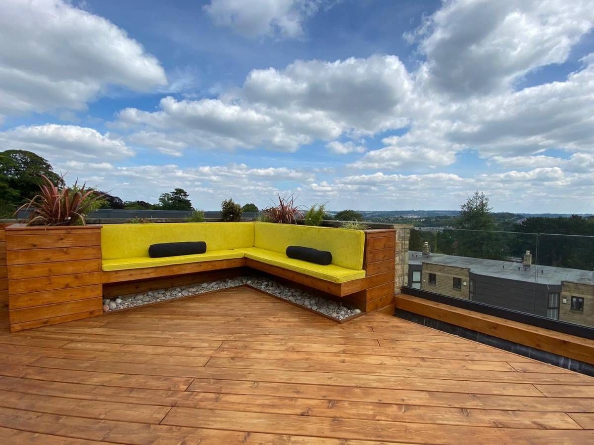 rooftop decking with deck benches in Sheffield