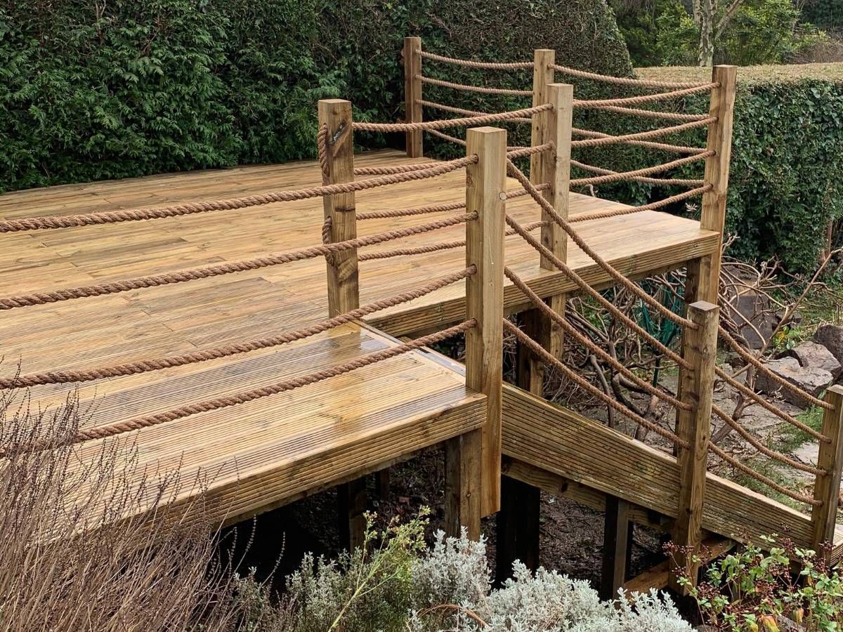 decking installation with rope balustrades in Sheffield