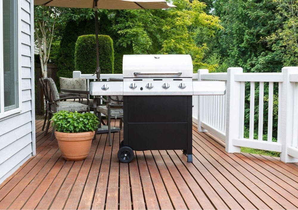barbeque set up on timber decking area