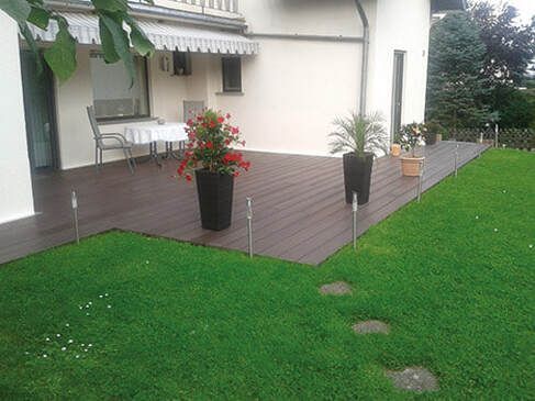 brown plastic decking used for a patio