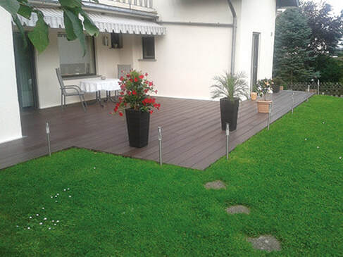 brown plastic decking used for a patio