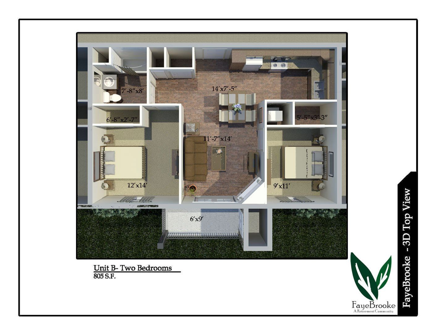 Unit B – Two Bedrooms