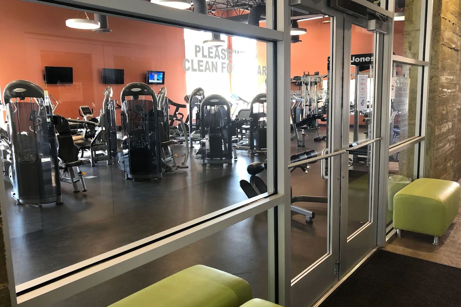 Fitness Center at the Moab Aquatic and Recreation Center showing excerside eqiupment through the windows.