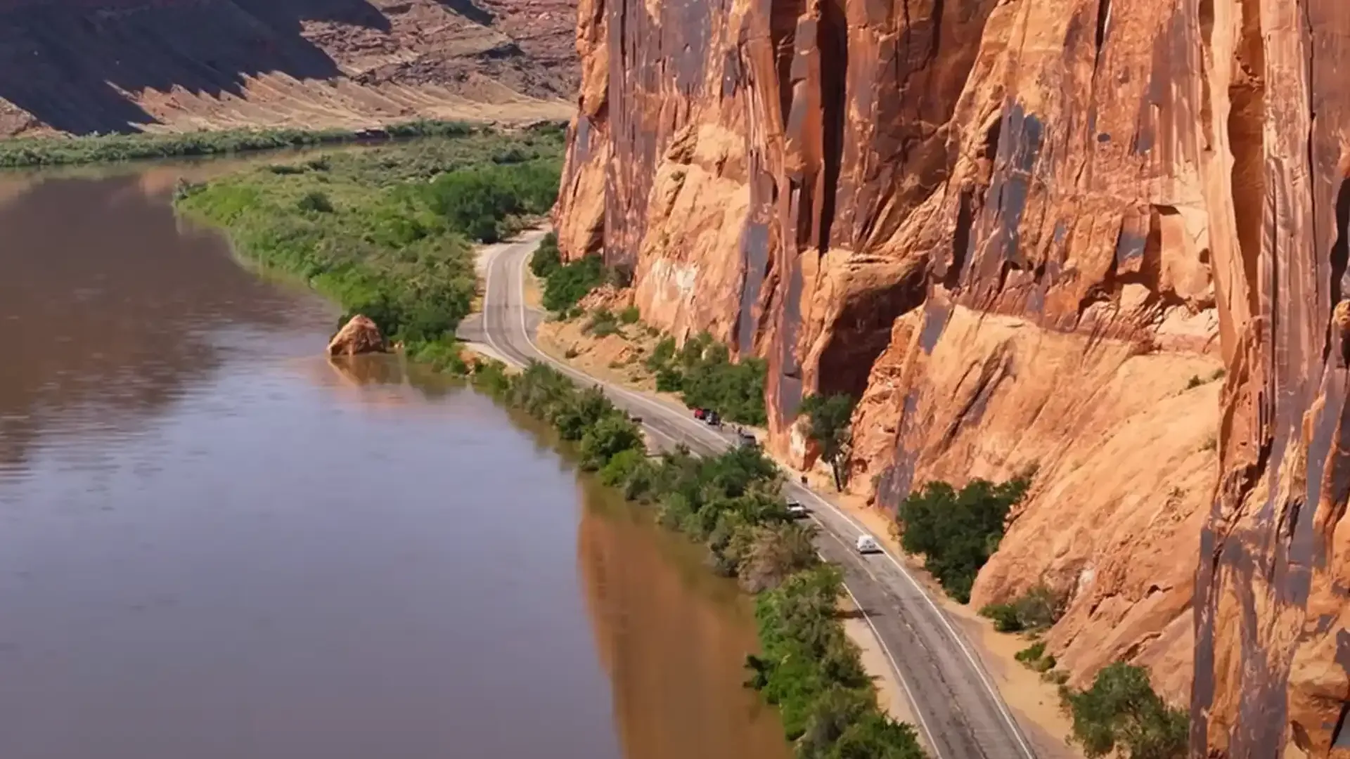 Aerial view of Potash Road bordered by 