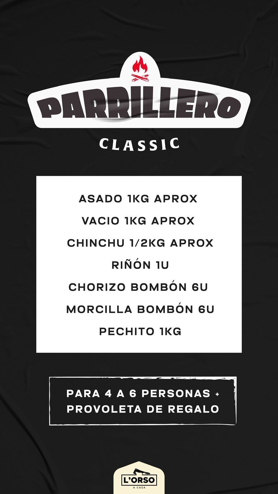 combo box parrillero classic de 4 a 6 personas