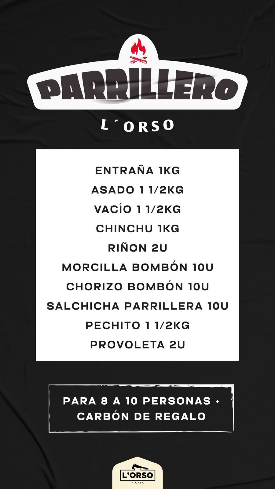 combo BOX PARRILLERO LORSO DE 8 A 10 personas
