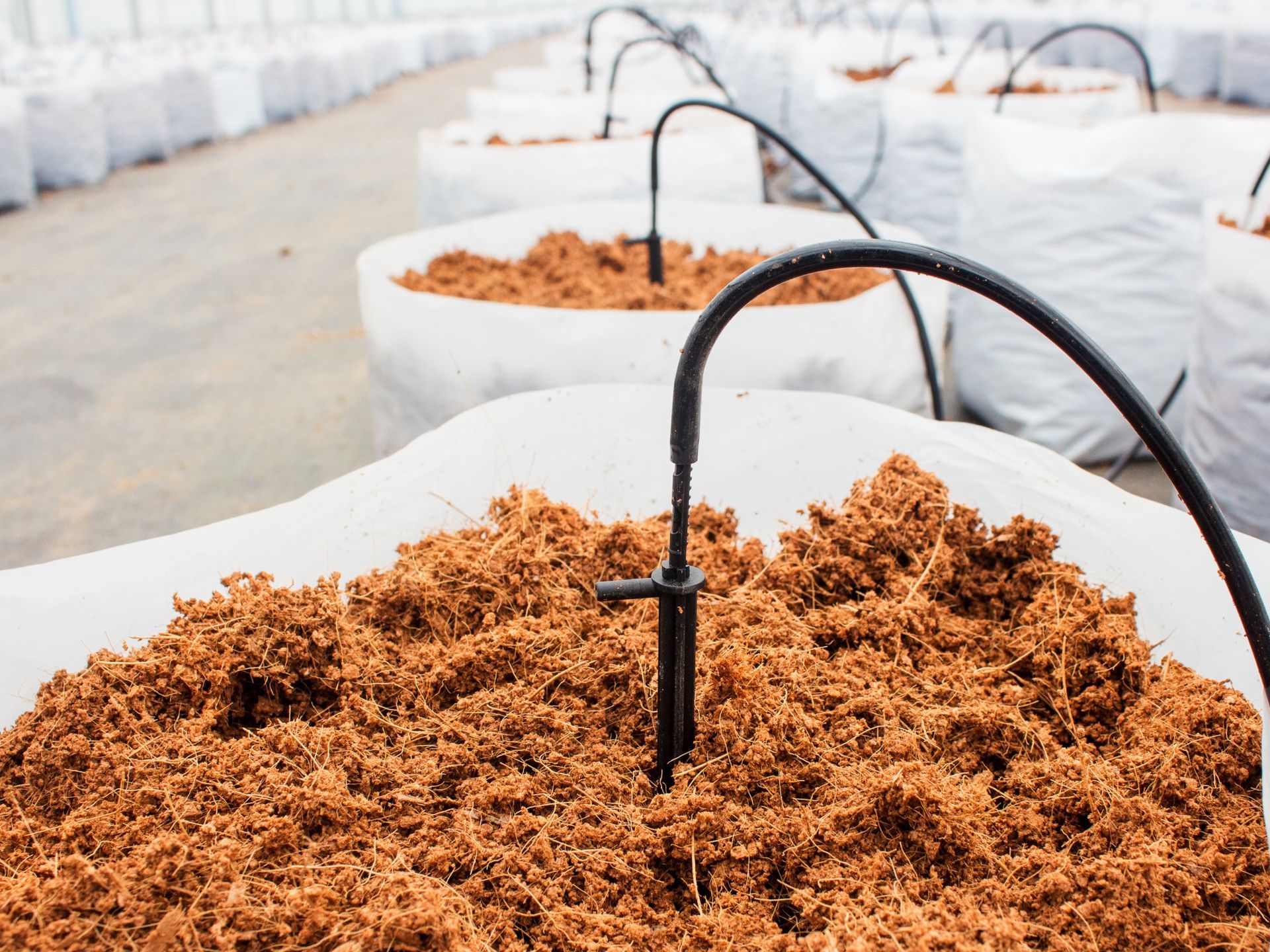a pile of brown soil with a hose attached to it