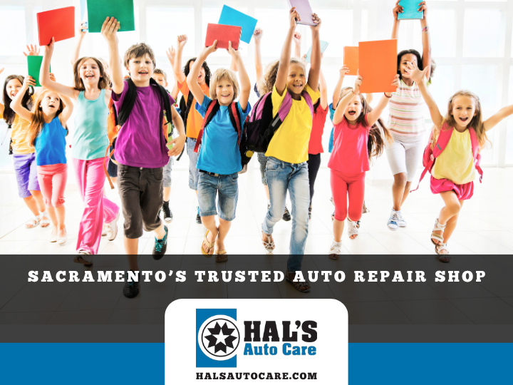 Children with colorful books celebrate at Hal's Auto Care in Sacramento. | Hal's Auto Care